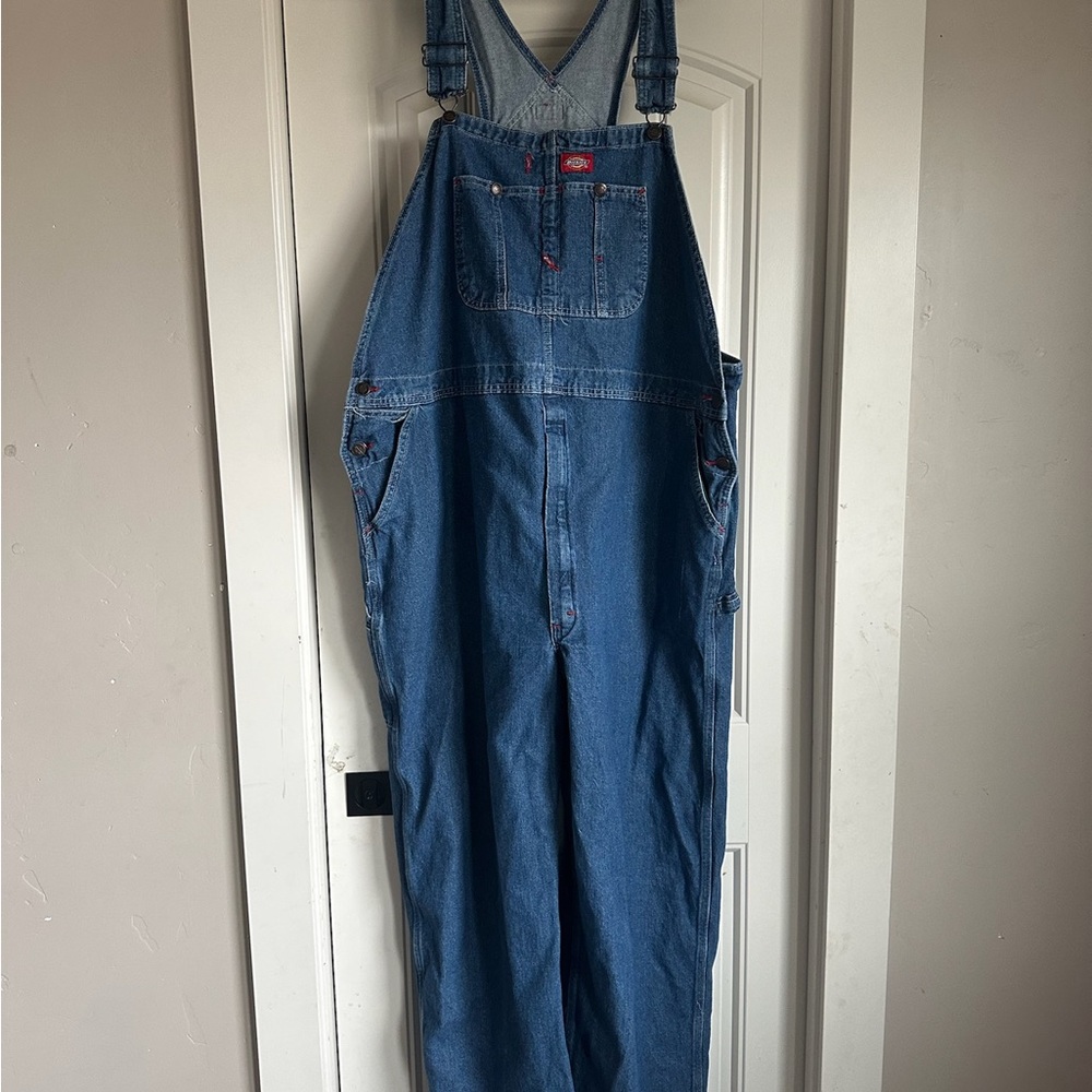 Dickies Denim Bib Overalls Mens 48x32 Blue Carpenter Workwear
